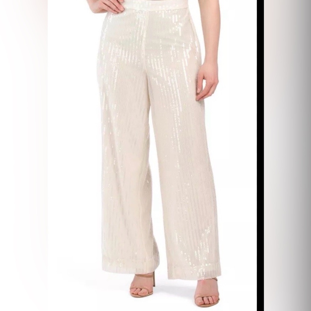 House of Harlow 1960 Cream Sequin Wide-Leg Pantssz 6